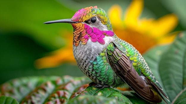 Foto grátis colibri de cores vivas em ambiente natural