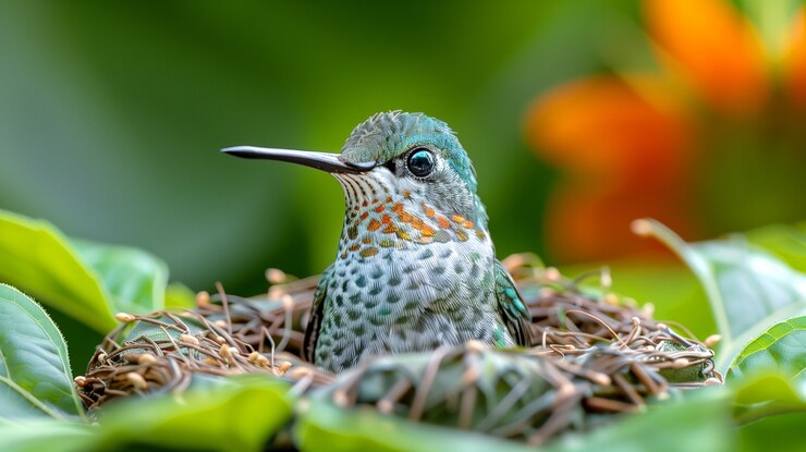 Foto grátis colibri de cores vivas em ambiente natural