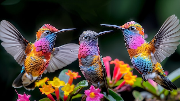 Foto grátis colibri de cores vivas em ambiente natural