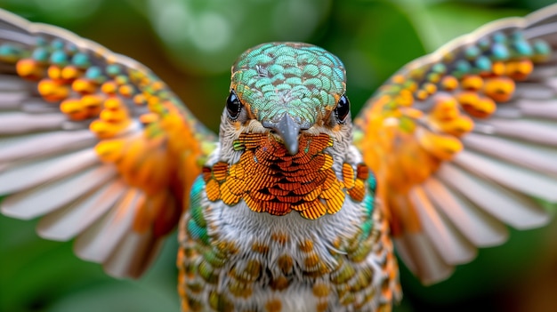 Foto grátis colibri de cores vivas em ambiente natural