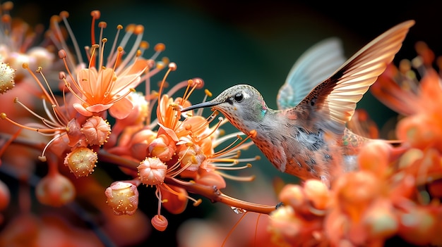 Foto grátis colibri de cores vivas na natureza