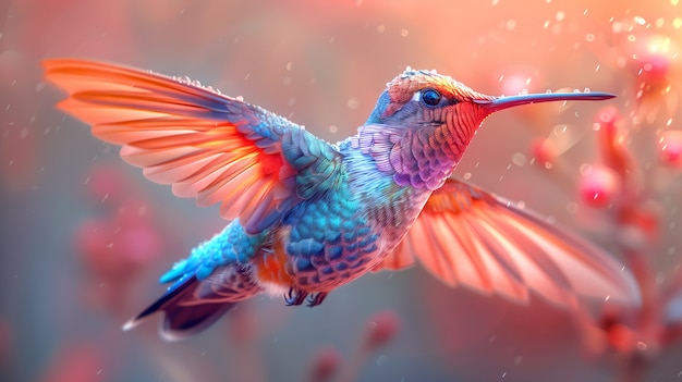 Colibri de cores vivas na natureza