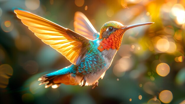 Colibri de cores vivas na natureza