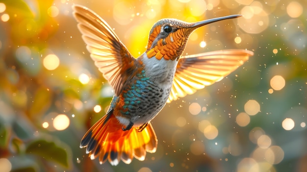 Foto grátis colibri de cores vivas na natureza