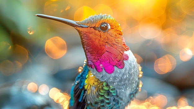 Foto grátis colibri de cores vivas na natureza