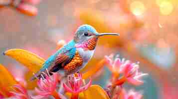 Foto grátis colibri de cores vivas na natureza