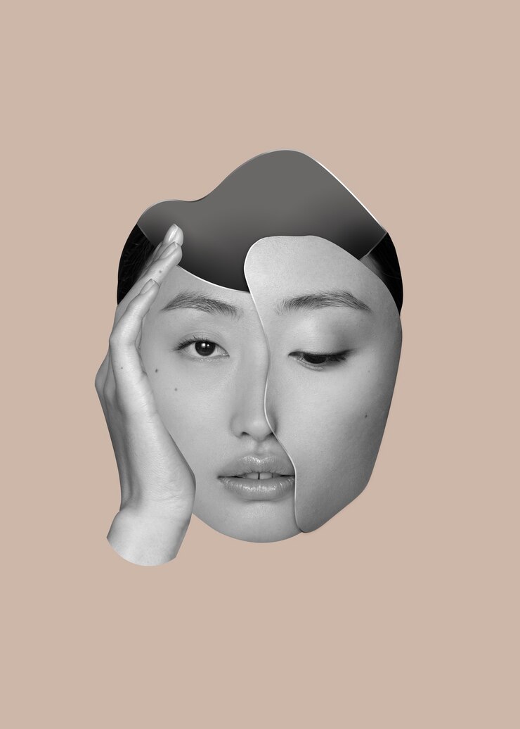 Foto grátis combinação abstrata de características faciais