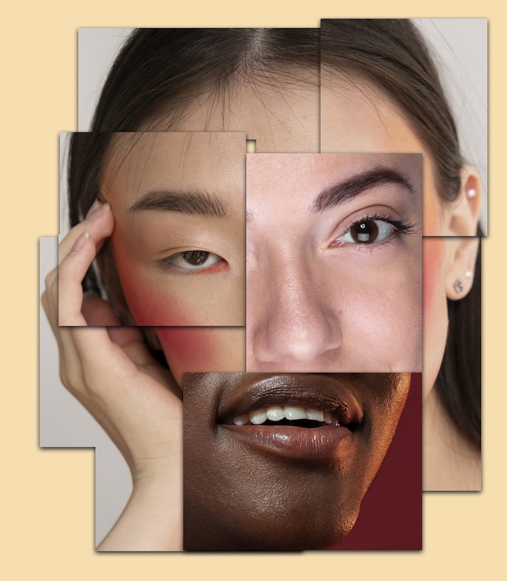 Foto grátis combinação de retrato de características faciais