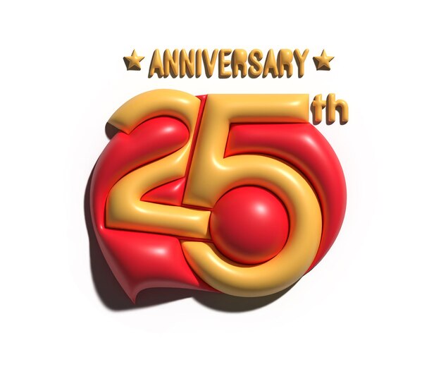 Comemoração de aniversário de 25 anos 3d rendem.