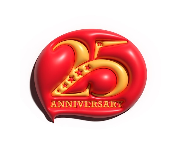 Comemoração de aniversário de 25 anos 3d rendem.
