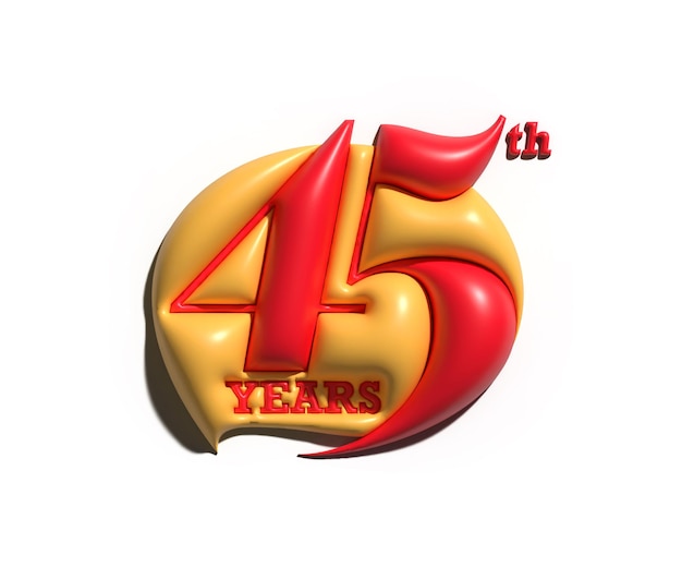 Comemoração de aniversário de 45 anos em 3d render.