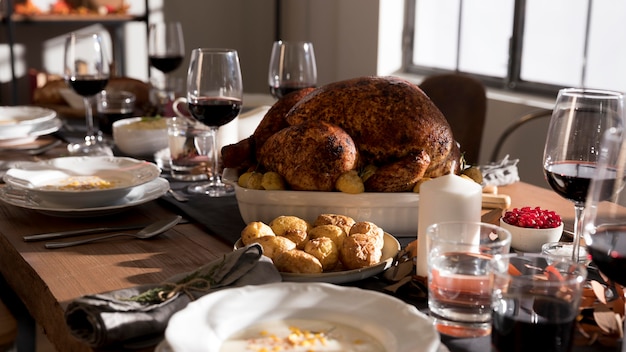 Comida tradicional servida no dia de ação de graças