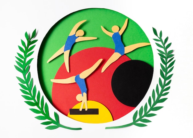 Competição de ginástica em papel