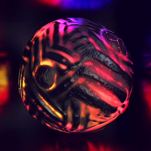 Composição colorida abstrata 3D com esferas pretas