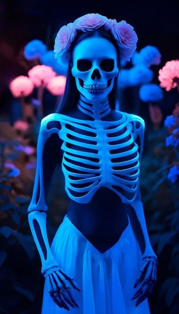 Foto grátis composição com retrato de esqueleto feminino