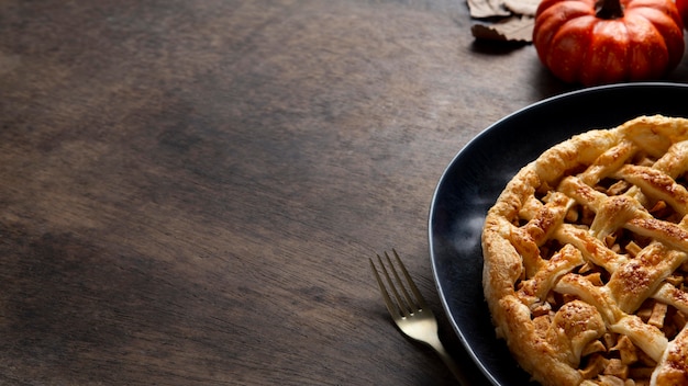 Composição da borda da comida para o Dia de Ação de Graças com espaço de cópia