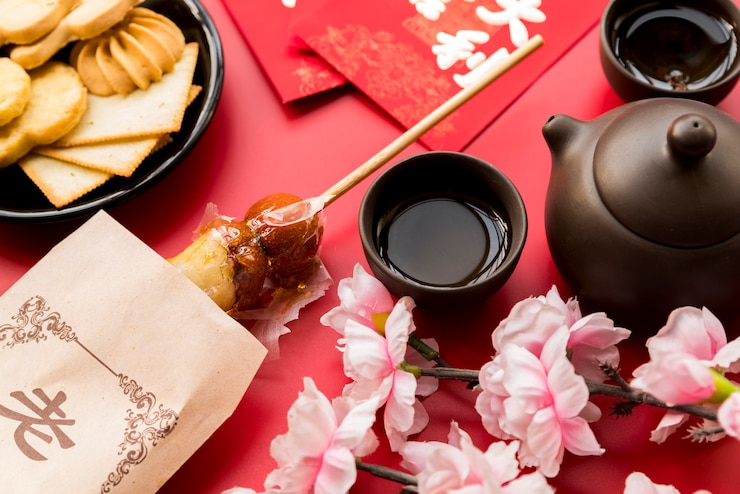Foto grátis composição de ano novo chinês de vista superior