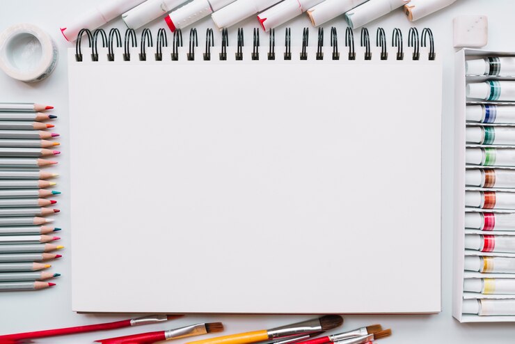 Foto grátis composição de arte vista superior com papel
