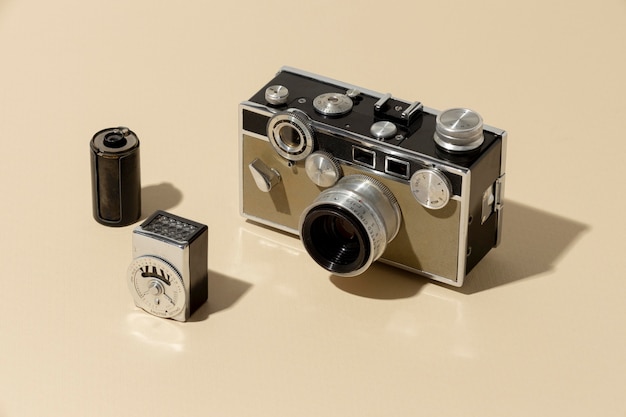 Composição de câmera fotográfica vintage