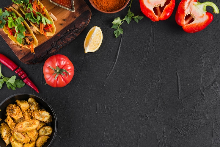 Foto grátis composição de comida mexicana plana com copyspace
