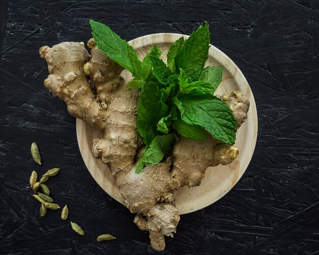 Composição de cozinha moderna com ingredientes saudáveis
