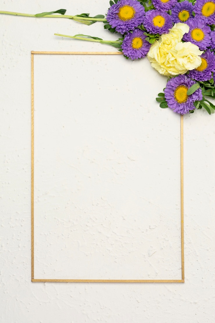 Foto grátis composição de flor festiva com moldura vertical minimalista
