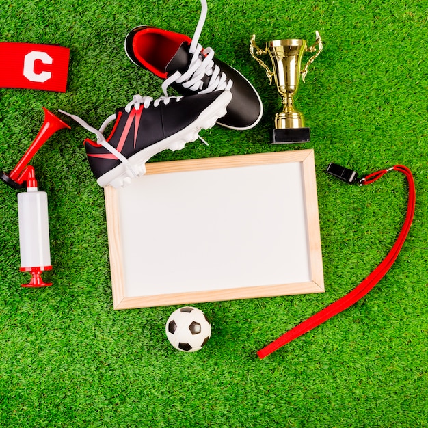 Composição de futebol com whiteboard