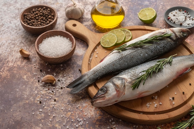 Composição deliciosa de frutos do mar de alto ângulo