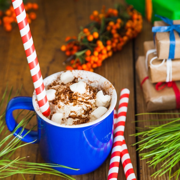 Foto grátis composição do natal e do café