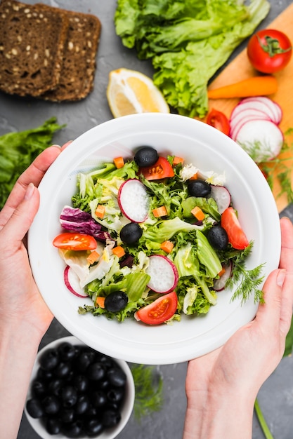 Composição plana leiga de vegetais saudáveis