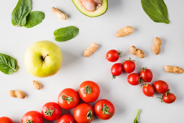 Composição plana leiga de vegetais saudáveis