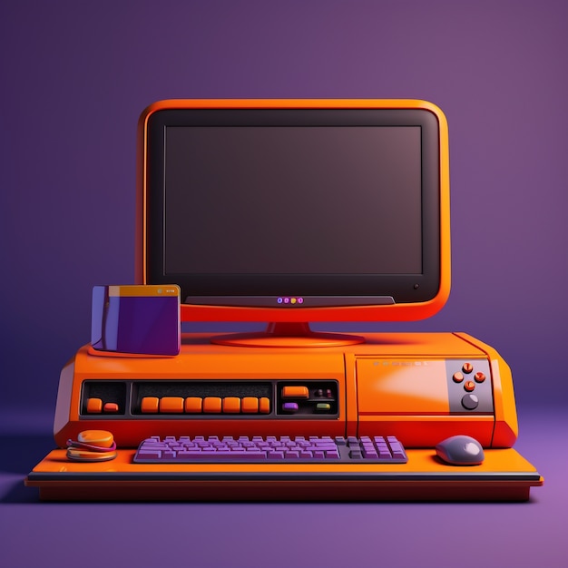 Foto grátis computador pessoal 3d com aparência vintage
