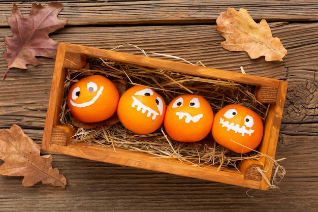 Foto grátis conceito assustador de halloween com abóboras