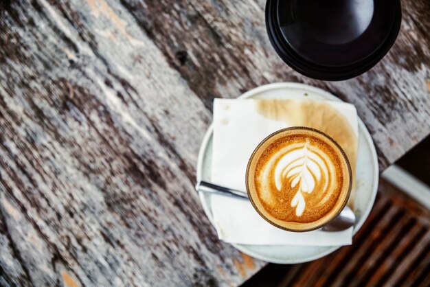 Conceito da arte do Latte do café da bebida da bebida da cafeína do café