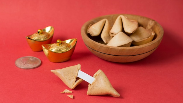 Conceito de ano novo chinês com biscoitos da sorte