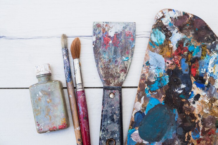 Foto grátis conceito de artista moderno com elementos profissionais