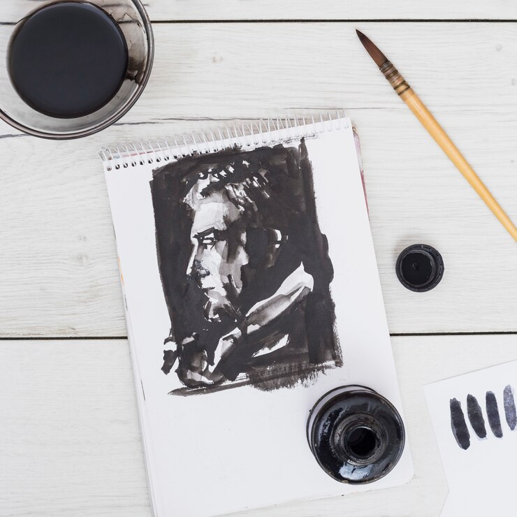 Foto grátis conceito de artista moderno com vista superior da mesa