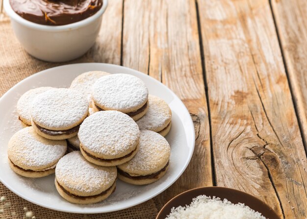 Conceito de biscoito delicioso de alfajores