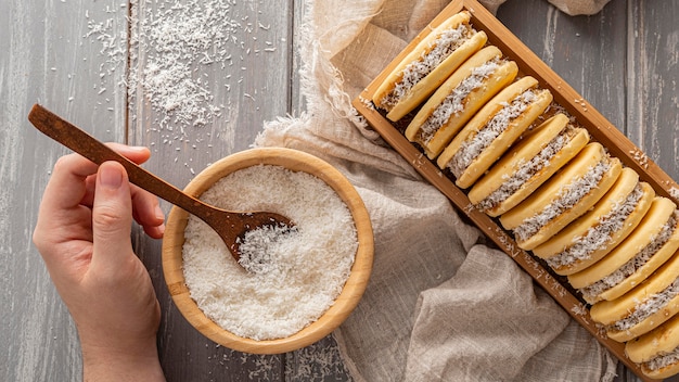 Foto grátis conceito de biscoitos alfajores deliciosos