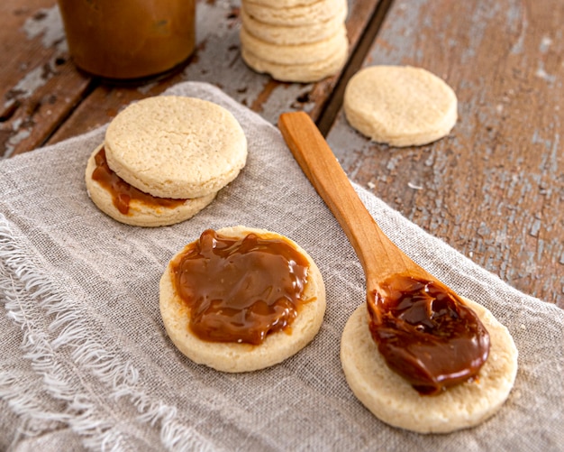 Conceito de biscoitos alfajores deliciosos