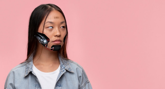 Conceito de colagem de retrato de estética Cyberpunk