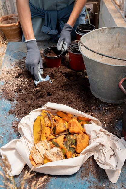 Conceito de compostagem de natureza morta