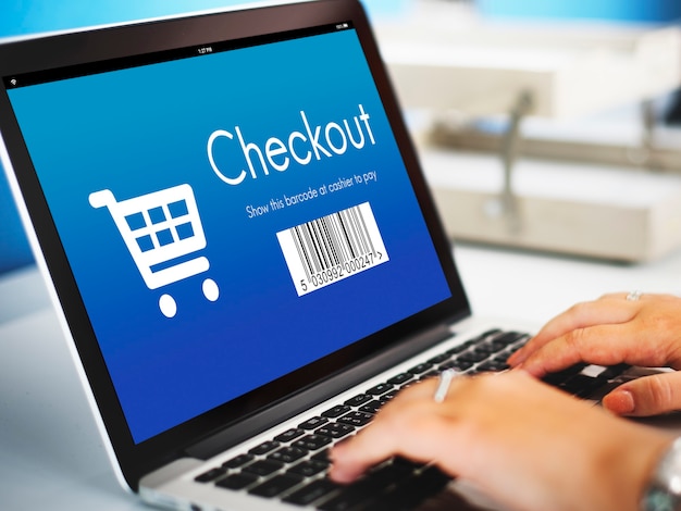 Conceito de compras online de compra de checkout