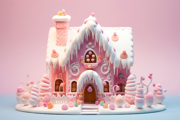 Foto grátis conceito de conto de fadas de casa de doces deliciosos