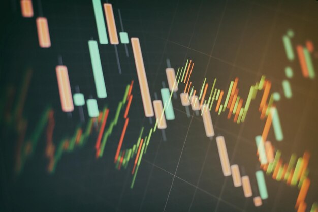 Conceito de dados financeiros. resumo de preços do mercado de ações. fundo de negócios. market analyze.bar gráficos, diagramas, números financeiros. forex.