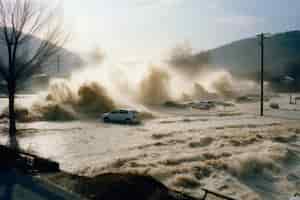 Foto grátis conceito de desastre natural com inundação