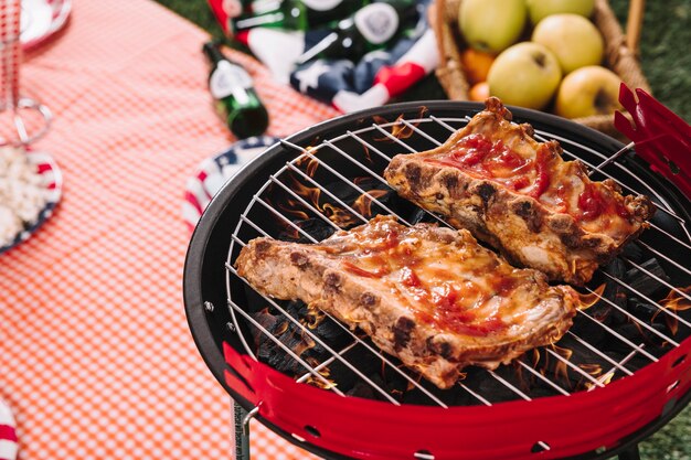 Conceito de dia da independência dos EUA com churrasco