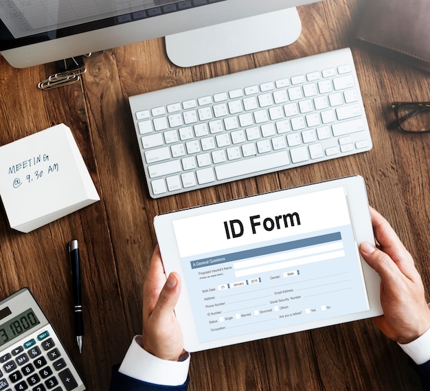 Foto grátis conceito de documento de contribuinte de identificação do formulário de identificação
