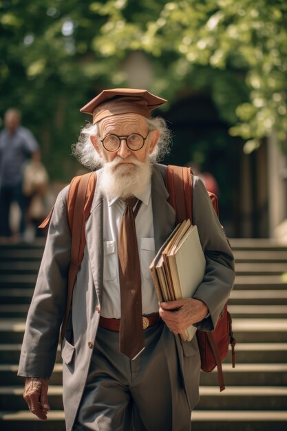 Conceito de educação de homem sênior de tiro médio