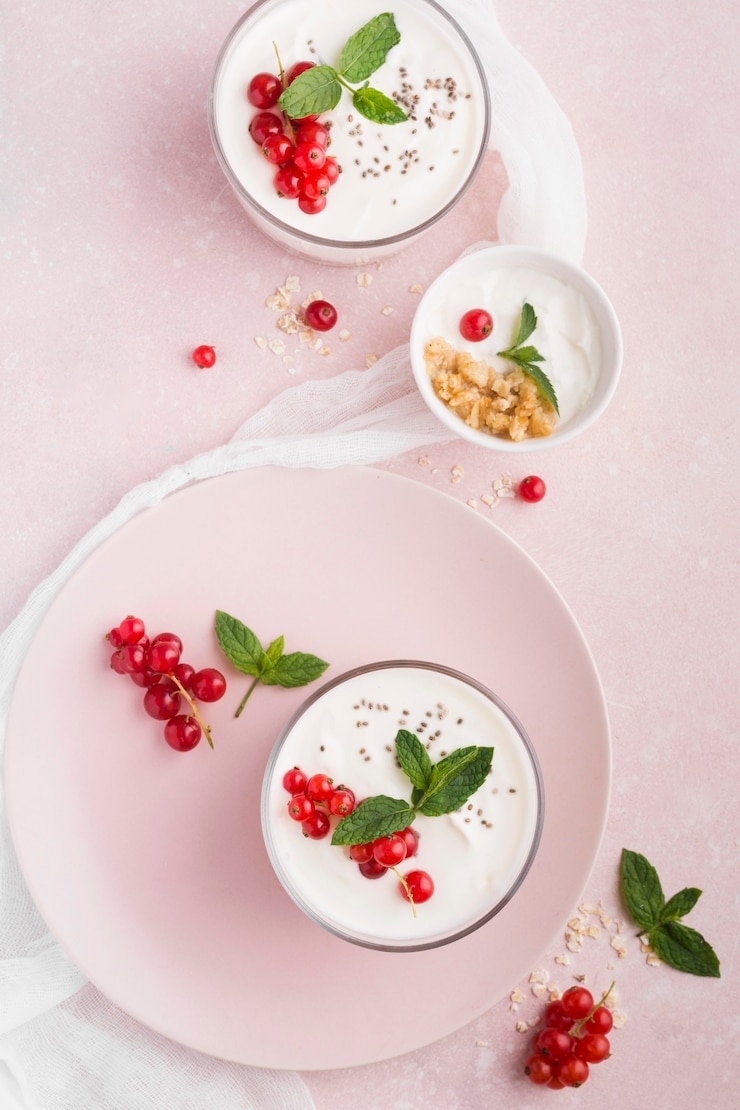 Foto grátis conceito de estilo de vida de alimento biológico de café da manhã plano
